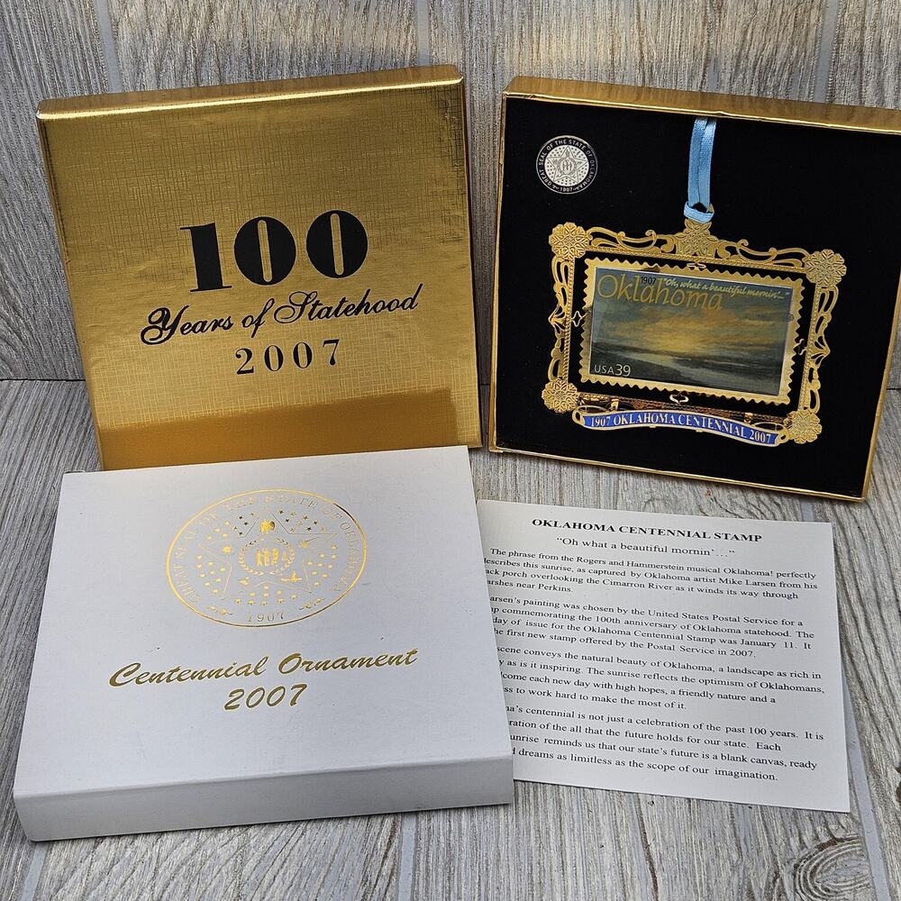 Oklahoma Centennial Ornament 2007 Statehood 100 Years Box Gov Henry Keepsake